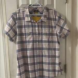 Cabela's women’s Casual Plaid Shirt - Gray and Pink.